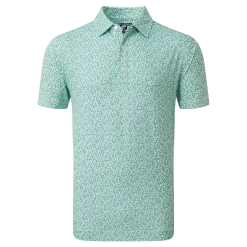 FootJoy Confetti Print Pique Golf Polo Shirt - Aqua Surf