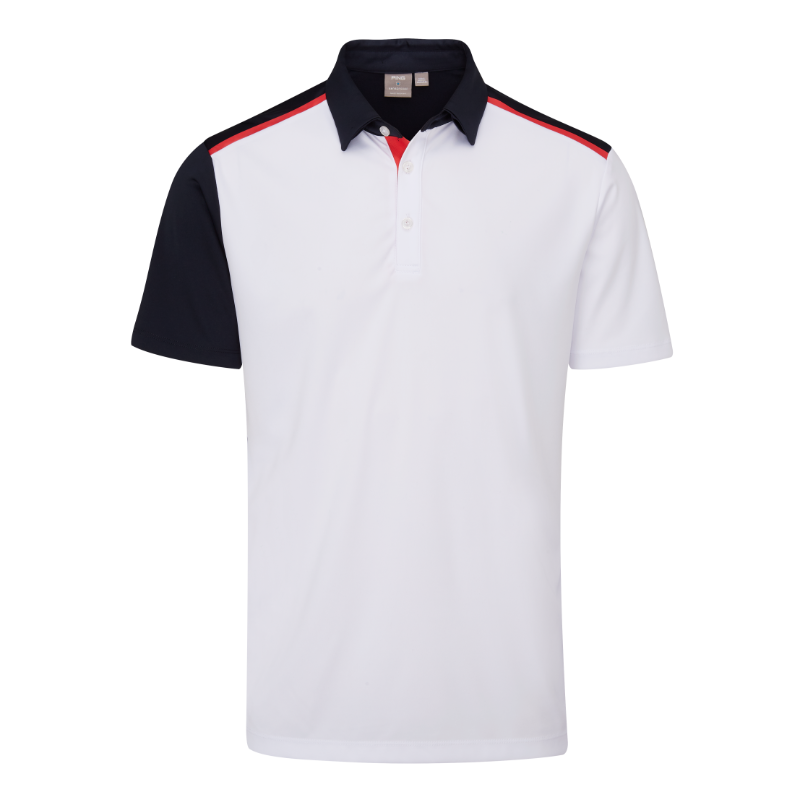 Ping Mack Golf Polo Shirt - White/Navy Multi