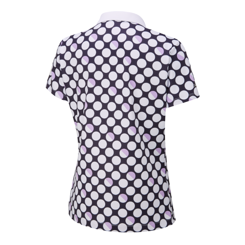 Ping Ladies Iona Short Sleeve Polo Shirt - Black/Multi - Image 2