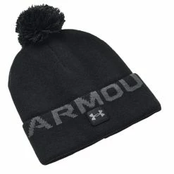 Men's Under Armour Halftime Fleece Pom Golf Beanie - Black/Pitch Gray/Pitch Gray