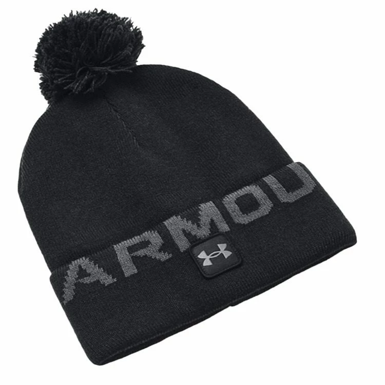 Men's Under Armour Halftime Fleece Pom Golf Beanie - Black/Pitch Gray/Pitch Gray