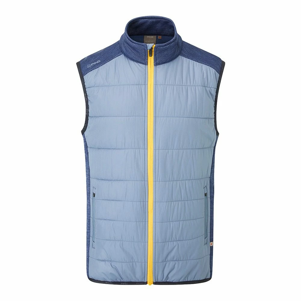PING Mens Dover Thermal Golf Vest - Greystone/Oxford Blue