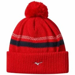 Mizuno Breath Thermo Knit Pom Pom Hat - Red