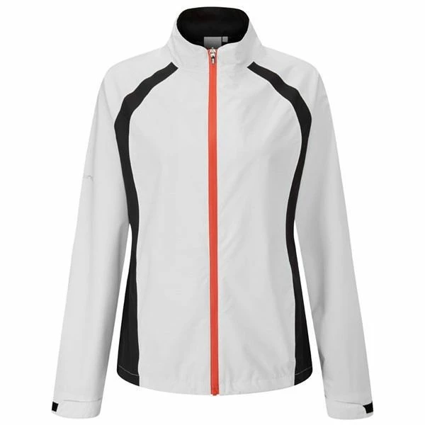 Ping Ladies Freda Waterproof Golf Jacket - White/Black/Flame